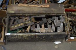 WOODEN TOOLBOX CONTAINING VARIOUS MOULDING PLANES