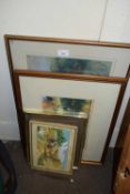 MIXED LOT ASSORTED PICTURES TO INCLUDE A PASTEL STUDY OF BARNS, J ADAMS STUDY OF A LAKE SCENE