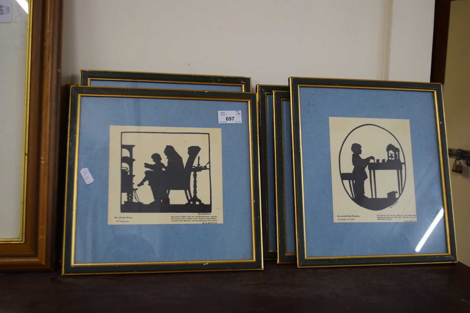 HANS CHRISTIAN ANDERSEN, SIX VARIOUS BLACK AND WHITE PRINTS, F/G, LARGEST 31CM HIGH