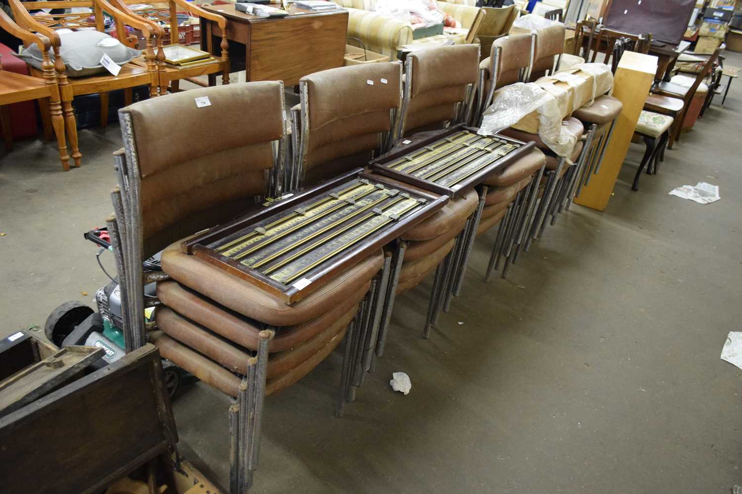 20 CHROME FRAMED RETRO STACKING CHAIRS