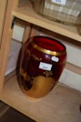 MODERN RED AND GILT GLASS VASE