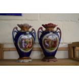 PAIR OF LATE 19TH CENTURY DOUBLE HANDLED VASES DECORATED WITH CLASSICAL SCENES