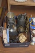 MIXED LOT TO INCLUDE VINTAGE OPERA GLASSES, PEWTER TANKARD, CAST METAL MODEL OF A VIKING ETC