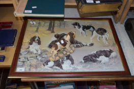 BORDER FINE ARTS MODEL OF A SPANIEL TOGETHER WITH A FURTHER COLOURED PRINT OF SPANIELS (2)