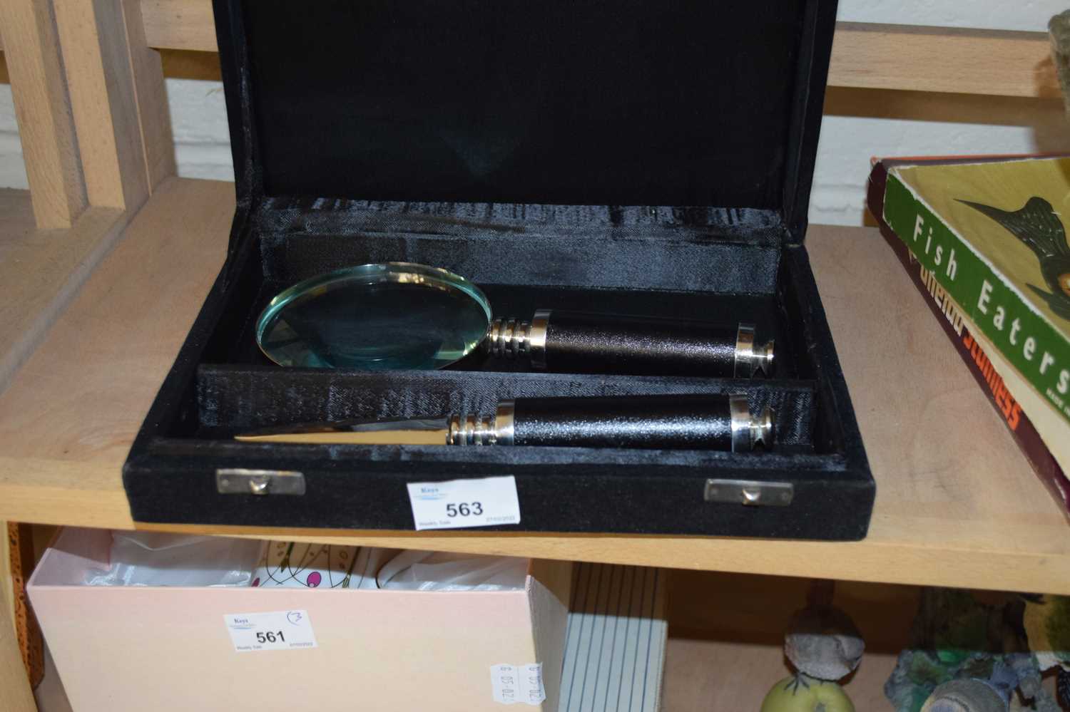 CASED MAGNIFYING GLASS AND PAPER KNIFE
