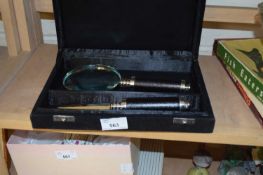 CASED MAGNIFYING GLASS AND PAPER KNIFE