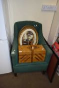 EARLY 20TH CENTURY GREEN UPHOLSTERED TUB CHAIR