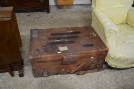 LARGE BROWN LEATHER TRUNK88CM WIDE