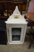 SMALL WHITE PAINTED GLAZED CORNER CABINET, 88CM HIGH