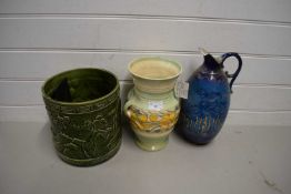 MIXED LOT COMPRISING A LARGE BRETBY GREEN GLAZED JARDINIERE TOGETHER WITH A FURTHER EARLY 20TH