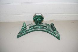 MALACHITE CRESCENT FORMED DESK STAND