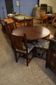 OLD CHARM OAK PEDESTAL DINING TABLE AND FOUR CHAIRS