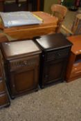 PAIR OF DARK ERCOL BEDSIDE CABINETS