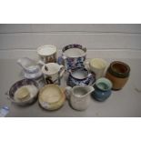 MIXED LOT OF CERAMICS TO INCLUDE LARGE 19TH CENTURY IRONSTONE TANKARD (A/F), A LOCKE & CO