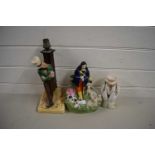 MIXED LOT COMPRISING A STAFFORDSHIRE MODEL OF A SHEPHERD, TOGETHER WITH A BRETBY FAGIN TABLE LAMP