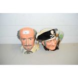 TWO ROYAL DOULTON CHARACTER JUGS 'LONG JOHN SILVER' AND 'WILLIAM SHAKESPEARE' (2)