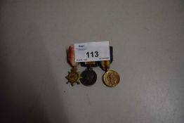 GROUP OF THREE WWI MINIATURE MEDALS WITH PIN BACK MOUNTING