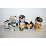 MIXED LOT OF 19TH CENTURY STAFFORDSHIRE CHARACTER JUGS AND OTHERS (5)