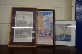 MIXED LOT COMPRISING A 'GUINNESS FOR STRENGTH' ADVERTISING POSTER, FRAMED, A NORWICH WAR MEMORIAL