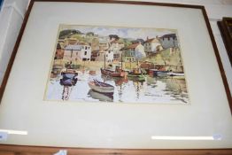 COLOURED PRINT, HARBOUR SCENE, F/G, 65CM WIDE