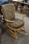 ERCOL LIGHTWOOD ROCKING CHAIR WITH LOOSE CUSHIONS