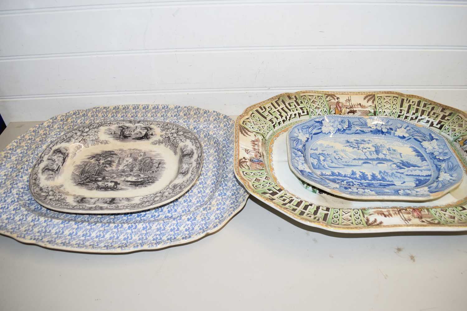 MIXED LOT FOUR VICTORIAN MEAT PLATES