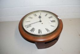 EARLY 20TH CENTURY SINGLE FUSEE WALL CLOCK, UNSIGNED DIAL WITH ROMAN NUMERALS