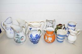 MIXED LOT VARIOUS VICTORIAN AND LATER CERAMICS TO INCLUDE RANGE OF JUGS, T G GREEN CORNISH WARE MILK