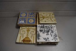 MIXED LOT VARIOUS VICTORIAN AND LATER DECORATED TILES