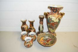 MIXED LOT OF MODERN CHINESE CERAMICS TO INCLUDE RANGE OF VASES, CANDLESTICK AND A DECORATED BOWL