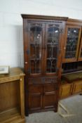 OLD CHARM OAK LEAD GLAZED CORNER CABINET, 181CM HIGH