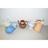 MIXED LOT OF SIX VARIOUS VICTORIAN AND LATER JUGS PLUS A FURTHER TEA POT