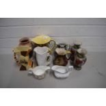 MIXED LOT OF CERAMICS TO INCLUDE CROWN DEVON LUSTRE JUG, ART DECO STYLE JUGS, PAIR OF GRECIAN