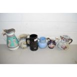 MIXED LOT OF VARIOUS 19TH CENTURY AND LATER JUGS TO INCLUDE QUEEN VICTORIA DIAMOND JUBILEE JUG,