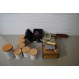 MIXED LOT VARIOUS PORTMEIRION STORAGE JARS, A FRAGRANCE LAMP, VARIOUS KNIVES ETC