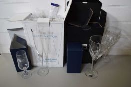 MODERN BOXED WATERFORD JOHN ROCHA GLASSES TOGETHER WITH DARTINGTON CRYSTAL GLASSES AND OTHERS