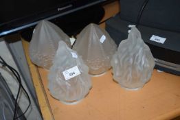 FOUR VARIOUS GLASS LIGHT SHADES