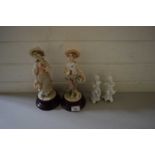 SMALL CAPO DI MONTE MODEL OF CHERUBS TOGETHER WITH A FURTHER PAIR OF CAPO DI MONTE FLORENCE RESIN