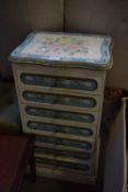 FLORAL PAINTED SEVEN DRAWER BEDSIDE CHEST