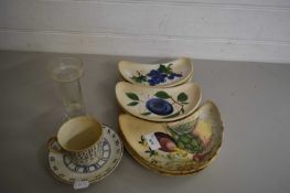 MIXED LOT VARIOUS DECORATED HORS D'OEUVRES DISHES, VASE ETC