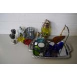 MIXED LOT VARIOUS LANTERNS, GLASS WARE, ORNAMENTS, CANDLE HOLDERS ETC