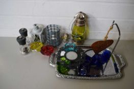 MIXED LOT VARIOUS LANTERNS, GLASS WARE, ORNAMENTS, CANDLE HOLDERS ETC