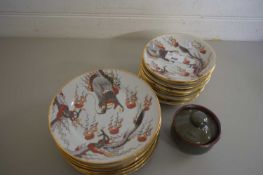 QUANTITY OF 20TH CENTURY ORIENTAL PLATES AND SAUCERS, DECORATED WITH DRAGONS