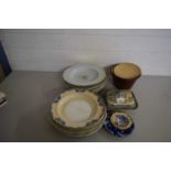 QUANTITY OF VARIOUS DECORATED PLATES, WILLOW PATTERN TUREEN ETC