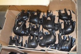 COLLECTION OF VARIOUS EBONY ELEPHANTS