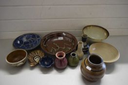 GROUP OF ART POTTERY WARES, BOWLS, VASES ETC
