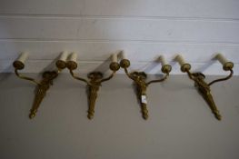 FOUR METAL WALL LIGHTS WITH CANDLE HOLDERS