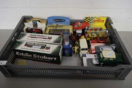 BOX CONTAINING MODEL CARS, TWO EDDIE STOBART YESTERYEAR ETC