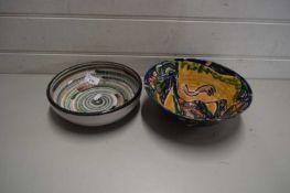 RYE POTTERY BOWL TOGETHER WITH A FURTHER STUDIO POTTERY BOWL