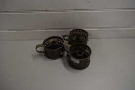 THREE METAL CANDLE HOLDERS STAMPED MAPPIN & WEBB, LONDON